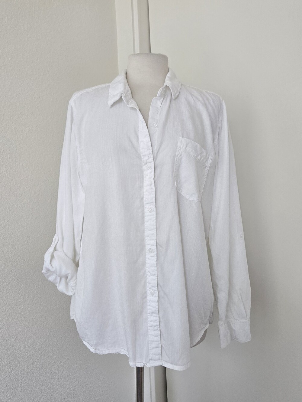 Terra & Sky White Shirt Womens Large  12-14 Button Front Long Sleeves Lyocell - Picture 4 of 14